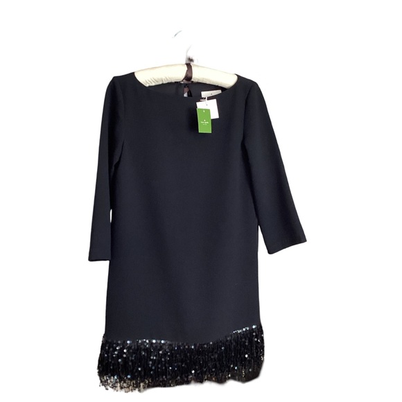 🚨Final Sale🚨!! NWT Kate Spade Black Sequin Fringe Dress - Picture 5 of 6